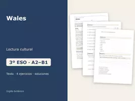 Vista previa - Hojas de trabajo - Wales – Lectura cultural de inglés 3º ESO - Portada