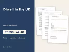 Vista previa - Hojas de trabajo - Diwali in the UK – Lectura cultural de inglés 3º ESO - Portada