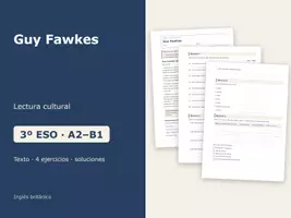 Vista previa - Hojas de trabajo - Guy Fawkes – Lectura cultural de inglés 3º ESO - Portada