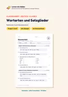 Vorschau - Arbeitsblätter - Klassenarbeit Deutsch Klasse 5: Wortarten und Satzglieder (Gruppe A/B) - Deckblatt