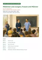 Náhled - Mädchen und Jungen, Frauen und Männer – němčina A1, A2, B1 | povolání, domácnost, sport, volba předsedy třídy, respekt | dvojjazyčná zadání | 2. stupeň ZŠ a SŠ - boční 1