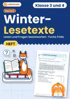 Vorschau - Arbeitsblätter - Winter-Lesetexte Klasse 3 und 4 – Übungsheft Lesen und Fragen beantworten - Deckblatt