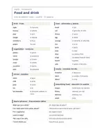 Vista previa - Hojas de trabajo - Food and drink – Vocabulario de inglés 1º ESO - página 1