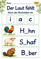 Vorschau - Arbeitsblätter - Fehlende Buchstaben ergänzen Klasse 1 – Tierfreunde | Deutsch Klasse 1 | 10 Arbeitsblätter als PDF - Seite 2