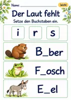 Vorschau - Arbeitsblätter - Fehlende Buchstaben ergänzen Klasse 1 – Tierfreunde | Deutsch Klasse 1 | 10 Arbeitsblätter als PDF - Seite 3