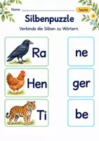 Vorschau - Arbeitsblätter - Silben verbinden Klasse 1 – Tierfreunde | Deutsch Klasse 1 | 10 Arbeitsblätter als PDF - Seite 2