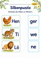 Vorschau - Arbeitsblätter - Silben verbinden Klasse 1 – Tierfreunde | Deutsch Klasse 1 | 10 Arbeitsblätter als PDF - Seite 3