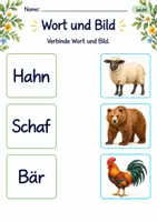Vorschau - Arbeitsblätter - Wörter und Bilder verbinden Klasse 1 – Tierfreunde | Deutsch Klasse 1 | 10 Arbeitsblätter als PDF - Seite 2