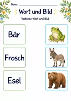 Vorschau - Arbeitsblätter - Wörter und Bilder verbinden Klasse 1 – Tierfreunde | Deutsch Klasse 1 | 10 Arbeitsblätter als PDF - Seite 3