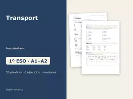Vista previa - Hojas de trabajo - Transport – Vocabulario de inglés 1º ESO - Portada