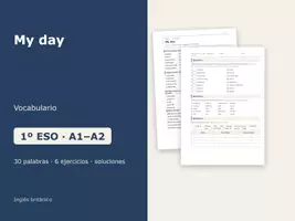 Vista previa - Hojas de trabajo - My day – Vocabulario de inglés 1º ESO - Portada