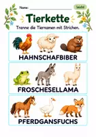 Vorschau - Arbeitsblätter - Wörter trennen Klasse 1 – Tierfreunde | Deutsch Klasse 1 | 10 Arbeitsblätter als PDF - Seite 2