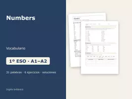 Vista previa - Hojas de trabajo - Numbers – Vocabulario de inglés 1º ESO - Portada