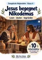 Vorschau - Arbeitsblätter - Jesus begegnet Nikodemus | Religion Klasse 4 Arbeitsblätter | Evangelische Religionslehre | 10 Arbeitsblätter als PDF - Deckblatt