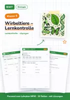 Vorschau - Arbeitsblätter - Wirbeltiere – Lernkontrolle (Klasse 5) - Deckblatt