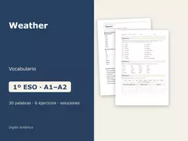 Vista previa - Hojas de trabajo - Weather – Vocabulario de inglés 1º ESO - Portada