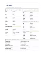 Vista previa - Hojas de trabajo - The body – Vocabulario de inglés 1º ESO - página 1