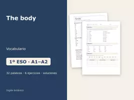 Vista previa - Hojas de trabajo - The body – Vocabulario de inglés 1º ESO - Portada