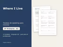 Vista previa - Tarjetas / Manipulativos - Where I Live – Tarjetas de speaking de inglés 5º Primaria - Portada