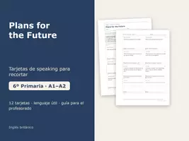Vista previa - Tarjetas / Manipulativos - Plans for the Future – Tarjetas de speaking de inglés 6º Primaria - Portada