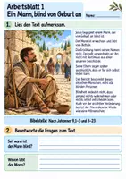 Vorschau - Arbeitsblätter - Jesus hilft einem blinden Mann | Religion Klasse 4 Arbeitsblätter | Evangelische Religionslehre | 10 Arbeitsblätter als PDF - Seite 1