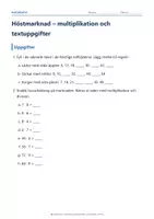 förhandsvisning - 🍎 Höstmarknad – multiplikation och textuppgifter - försättsblad
