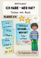 Vorschau - Spiele - Mathespiel: Ich habe, wer hat? Teilen mit Rest (Kl. 3/4) - Deckblatt