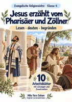 Vorschau - Arbeitsblätter - Jesus erzählt vom Pharisäer und Zöllner | Religion Klasse 4 Arbeitsblätter | Evangelische Religionslehre | 10 Arbeitsblätter als PDF - Deckblatt