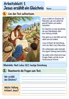 Vorschau - Arbeitsblätter - Jesus erzählt vom Pharisäer und Zöllner | Religion Klasse 4 Arbeitsblätter | Evangelische Religionslehre | 10 Arbeitsblätter als PDF - Seite 1