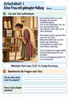 Vorschau - Arbeitsblätter - Jesus richtet eine Frau auf | Religion Klasse 4 Arbeitsblätter | Evangelische Religionslehre | 10 Arbeitsblätter als PDF - Seite 1