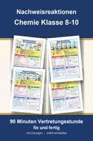 Vorschau - Arbeitsblätter - Nachweisreaktionen, Glimmspan Kalkwasser - Chemie Klasse 8-10, Vertretungsstunde - Deckblatt