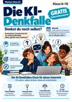 Vorschau - Arbeitsblätter - Die KI-Denkfalle Kostenloses Unterrichtsmaterial zu KI-Kompetenz, kritischem Denken und digitaler Selbstbestimmung | Klassen 6–10 - Deckblatt