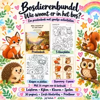 Voorbeeld - Prentenboek: Wie woont er in het bos? Bosdierenbundel 1KK - Voorblad