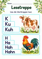 Vorschau - Arbeitsblätter - Worttreppen lesen Klasse 1 – Tierfreunde | Deutsch Klasse 1 | 10 Arbeitsblätter als PDF - Seite 2