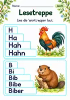 Vorschau - Arbeitsblätter - Worttreppen lesen Klasse 1 – Tierfreunde | Deutsch Klasse 1 | 10 Arbeitsblätter als PDF - Seite 3