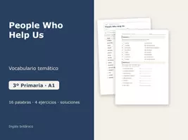 Vista previa - Hojas de trabajo - People Who Help Us – Vocabulario temático de inglés 3º Primaria - Portada