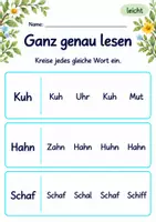 Vorschau - Arbeitsblätter - Wörter genau vergleichen Klasse 1 – Tierfreunde | Deutsch Klasse 1 | 10 Arbeitsblätter als PDF - Seite 2