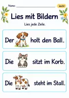 Vorschau - Arbeitsblätter - Bildwörter lesen Klasse 1 – Tierfreunde | Deutsch Klasse 1 | 10 Arbeitsblätter als PDF - Seite 1