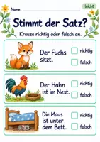 Vorschau - Arbeitsblätter - Sätze und Bilder prüfen Klasse 1 – Tierfreunde | Deutsch Klasse 1 | 10 Arbeitsblätter als PDF - Seite 1
