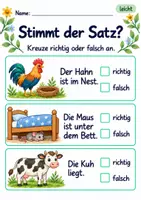 Vorschau - Arbeitsblätter - Sätze und Bilder prüfen Klasse 1 – Tierfreunde | Deutsch Klasse 1 | 10 Arbeitsblätter als PDF - Seite 2