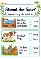 Vorschau - Arbeitsblätter - Sätze und Bilder prüfen Klasse 1 – Tierfreunde | Deutsch Klasse 1 | 10 Arbeitsblätter als PDF - Seite 3