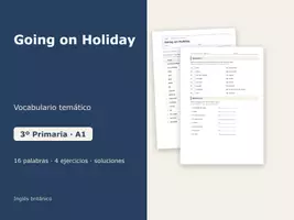 Vista previa - Hojas de trabajo - Going on Holiday – Vocabulario temático de inglés 3º Primaria - Portada