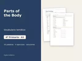 Vista previa - Hojas de trabajo - Parts of the Body – Vocabulario temático de inglés 4º Primaria - Portada