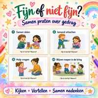 Voorbeeld - Kaartjes kleuters praten over wat fijn is en niet fijn - Voorblad