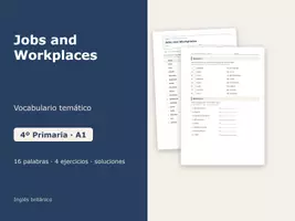 Vista previa - Hojas de trabajo - Jobs and Workplaces – Vocabulario temático de inglés 4º Primaria - Portada