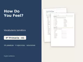 Vista previa - Hojas de trabajo - How Do You Feel? – Vocabulario temático de inglés 4º Primaria - Portada