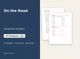 Vista previa - Hojas de trabajo - On the Road – Vocabulario temático de inglés 4º Primaria - Portada
