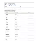 Vista previa - Hojas de trabajo - Moving My Body – Vocabulario temático de inglés 5º Primaria - página 1