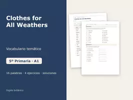 Vista previa - Hojas de trabajo - Clothes for All Weathers – Vocabulario temático de inglés 5º Primaria - Portada