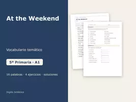 Vista previa - Hojas de trabajo - At the Weekend – Vocabulario temático de inglés 5º Primaria - Portada